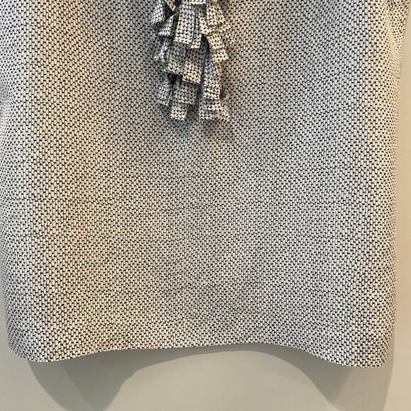 J.Crew Factory Silk Blouse Sleeveless Ruffle V Neck Office Date Black White 8 - Picture 6 of 11